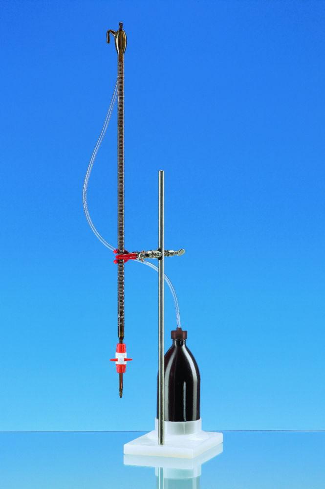 BRAND Compact Titration Apparatus 50 ml:0.1 ml SILBERBRAND, Schellbach Stripes, Amber Glass, without Stand and 1000 ml PE Bottle