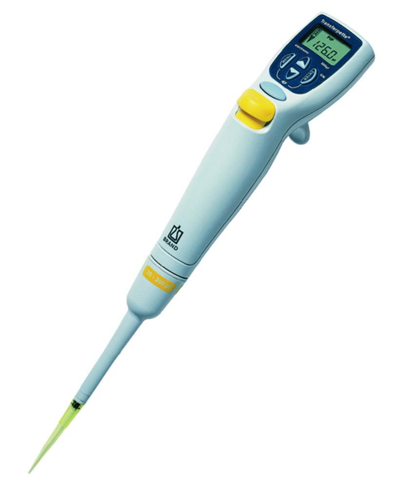 BRAND Transferpette Electronic Pipette (20–200 µL) – without Mains Supply, DAkkS Calibration Certificate