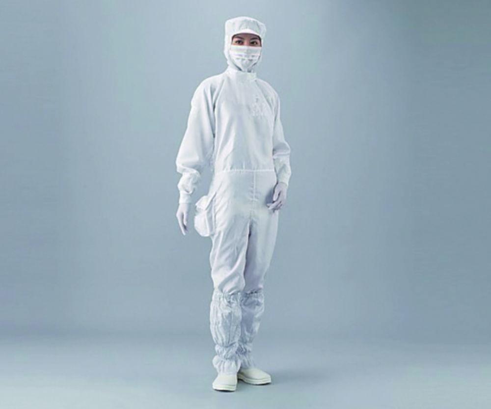 As One ASPURE Cleanroom Overall, White Polyester, Type 21211SW, Size S
