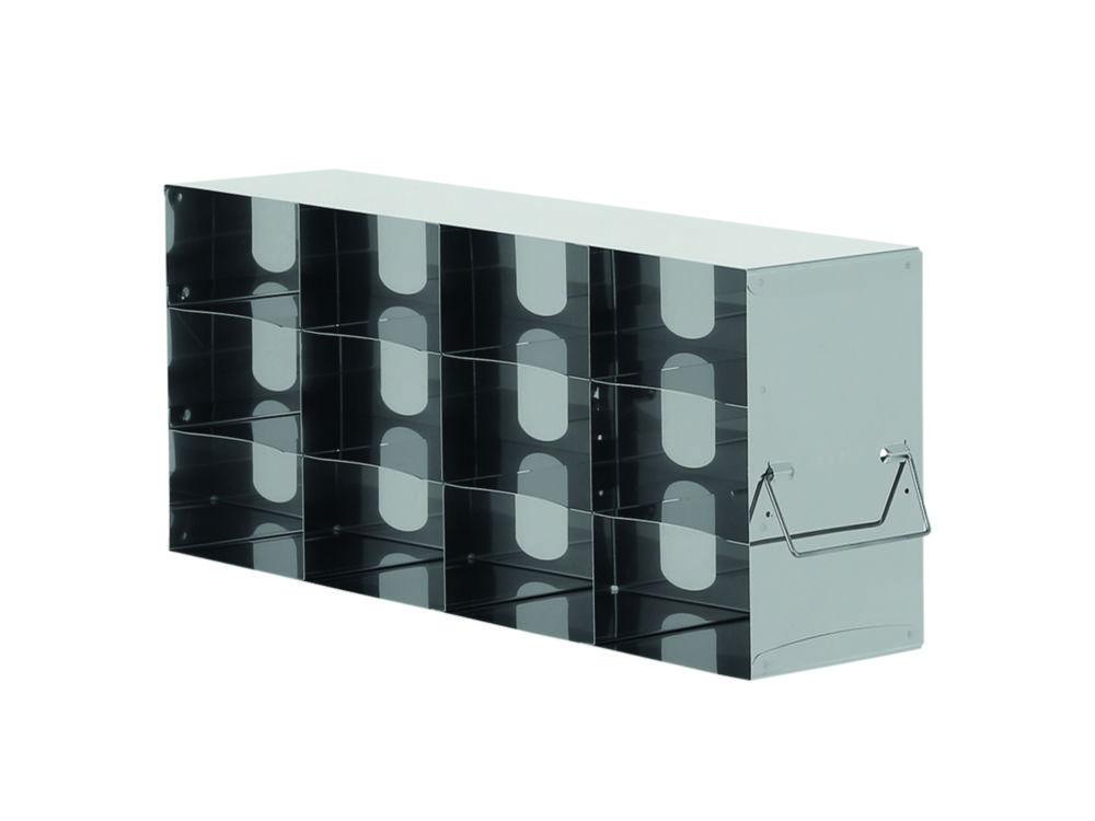 Standard rack for refrigerators 239x561x139mm for 12 cryoboxes, 75mm high, stainless steel