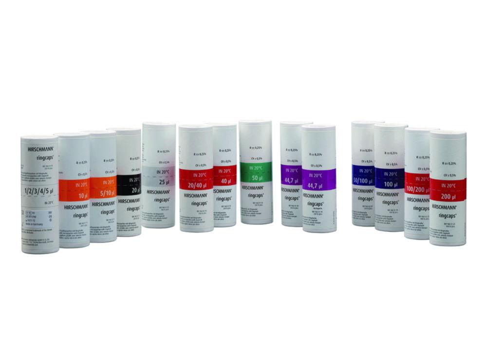 Hirschmann Laborgeräte Ringcaps Disposable Capillary Pipettes, Pack of 250, 20 µl, DURAN