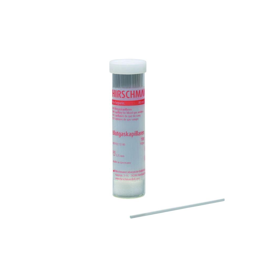 Hirschmann Bloodgas Capillaries 75 mm Natrium-Heparined, CE acc.to IVD 98/79 EG, Pack of 100