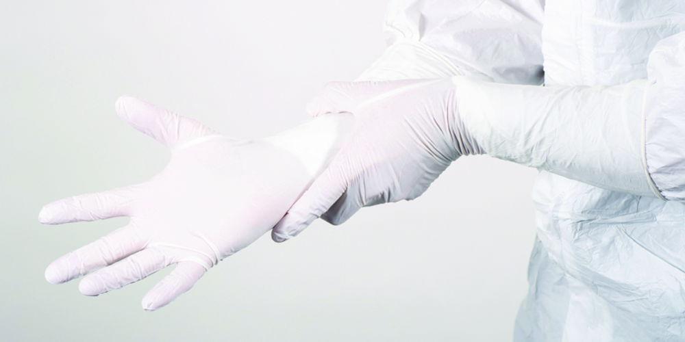 BioClean Cleanroom Gloves N-PLUS, size 8 Nitrile, sterile, hand specific 400 mm, ISO Class 4, pack of 20x10 pairs