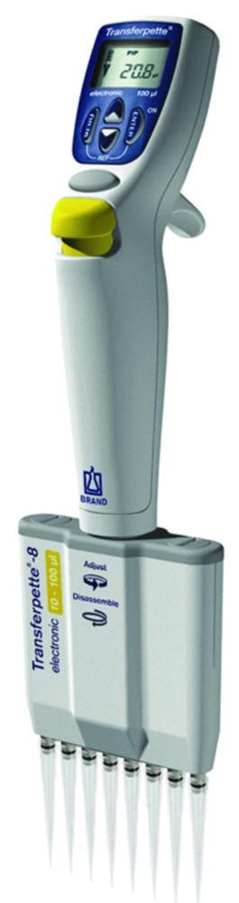 BRAND Transferpette-8 Electronic Multichannel Pipette with Adapter (230V/50Hz) – 10–200 µL