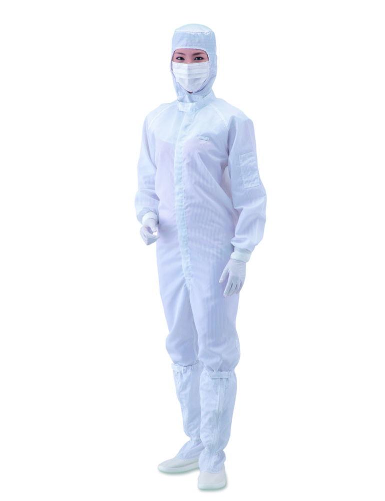 AS ONE ASPURE Overall for Cleanroom, Blue Polyester, Front Zip, Size M