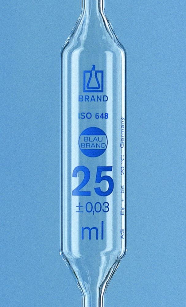 BRAND Volumetric Pipet 10 ml, with 1 mark BLAUBRAND, cl. AS, AR glass KB, blue grad., with single certificate

