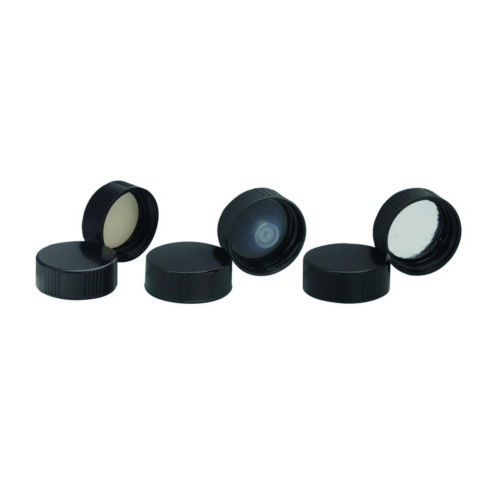DWK Wheaton Screw Caps 13-425 with Rubber Liners, Black, Pack of 1000