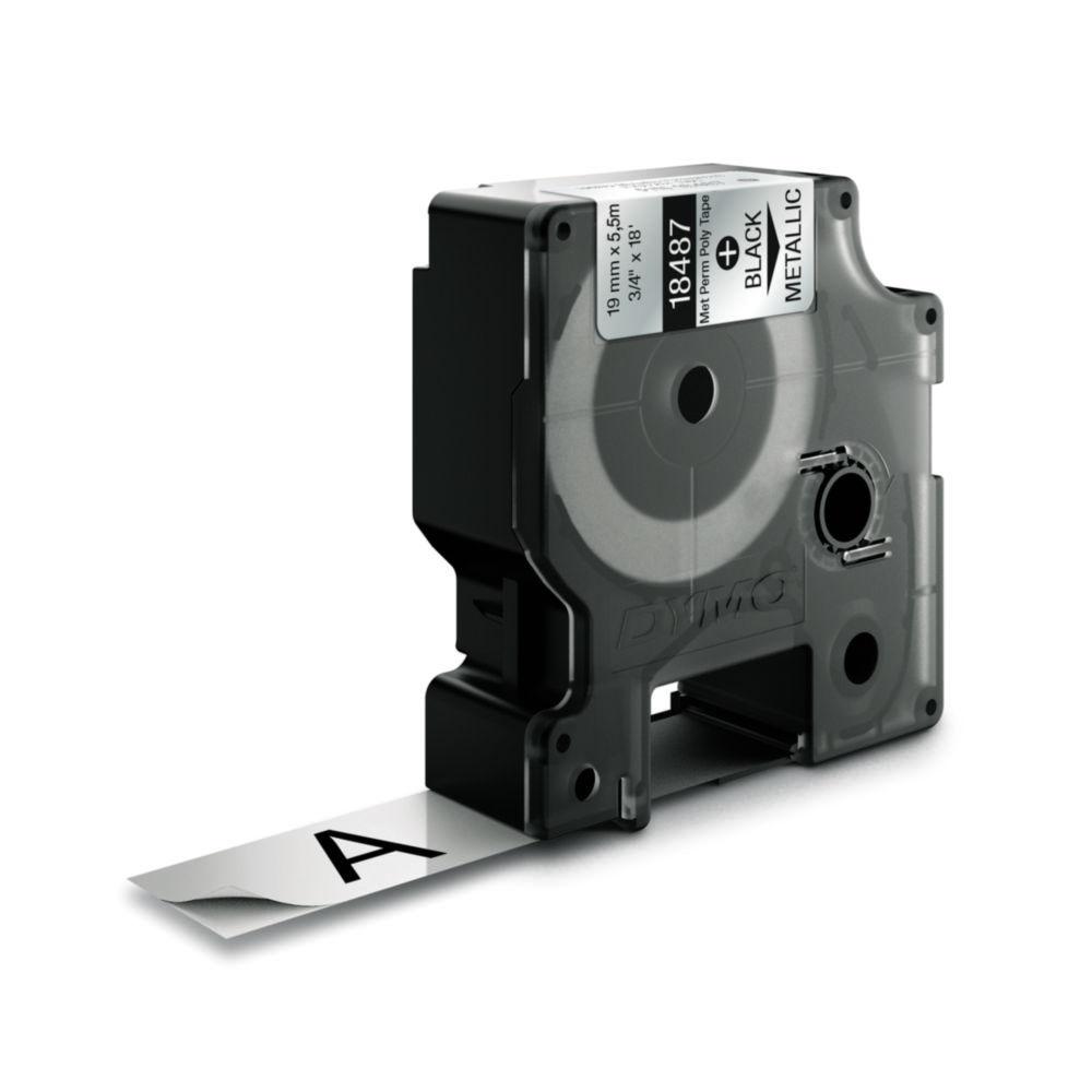 Dymo Original IND-Tape for Rhino, 19mm x 5.5m, Permanent Polyester, Black on Metallic

