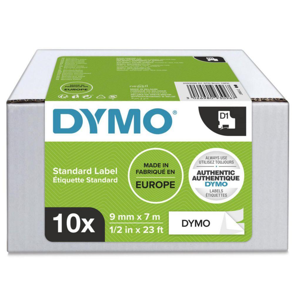 Dymo D1-Tape Big Pack 10 Tapes 9mm x 7m Black on White

