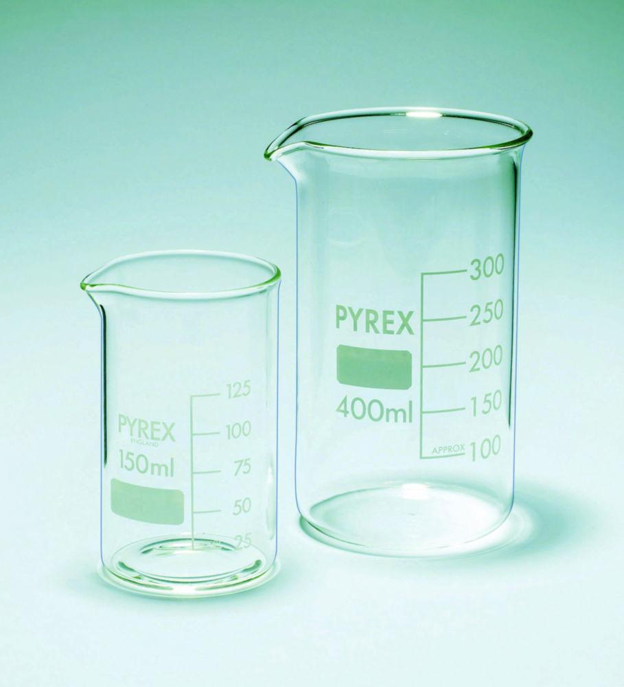 DWK Pyrex 400 mL Beaker, TF Borosilicate Glass, Graduated, Pack of 10

