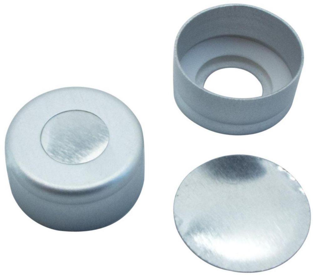 LLG Alu Rim Caps 11mm, Colourless Lacquered with Hole, Aluminium, Septa 0.06mm, Pack of 100