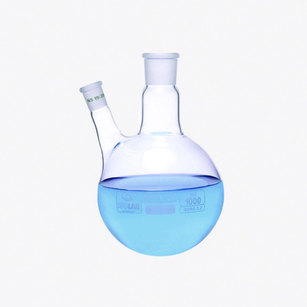 ISOLAB Two Neck Round Flask 100 mL CN/NS 2429, SN/NS 19.26, Angled, Borosilicate 3.3