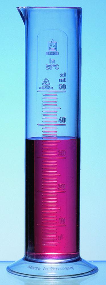Measuring zylinder 50 : 1.0 ml low form, PP, raised graduation pack of 10