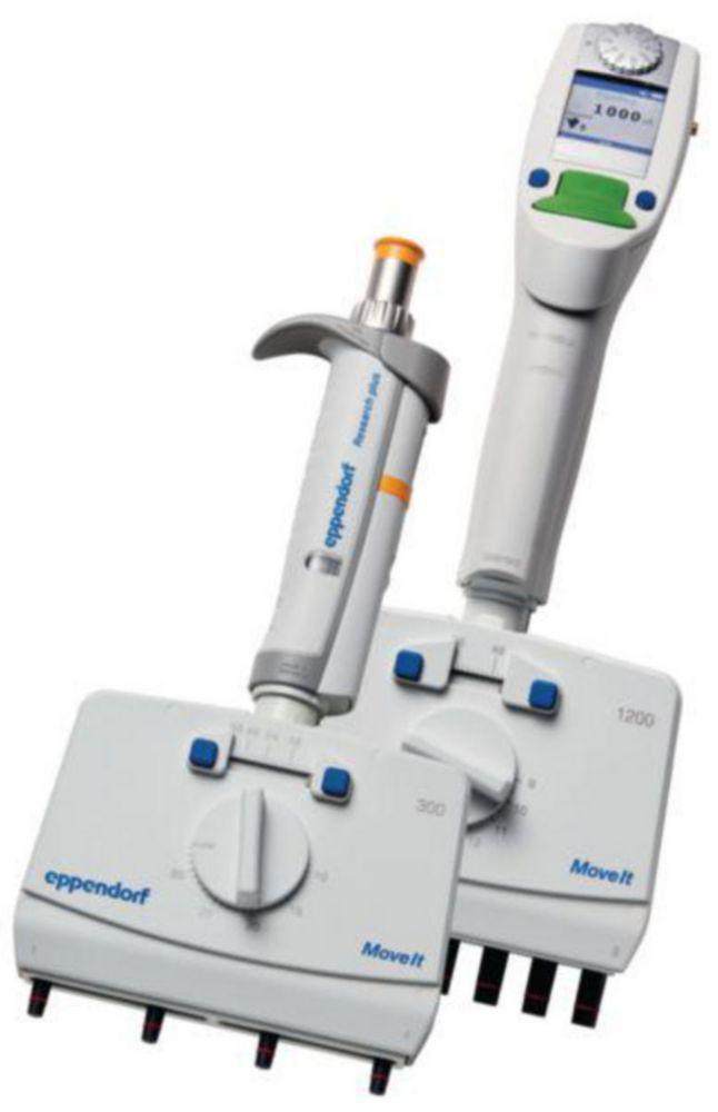 Eppendorf Xplorer Plus Move It 12-Channel, 5-100 µL, Light Yellow, Adjustable Cone Spacing