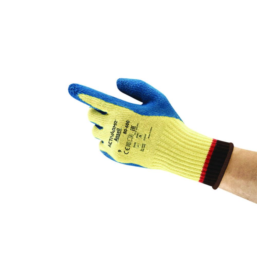 Gloves ActivArmr®, size 7 knitted cuff made aramid fibre and interior wall coating of latex, 245-265 mm, yellow/blue, pair