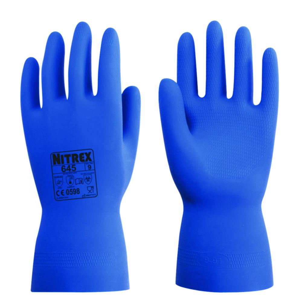 Chemical protective gloves Nitrex 440 XL (10) latex, blue, flocked inside, pack of 10 pair