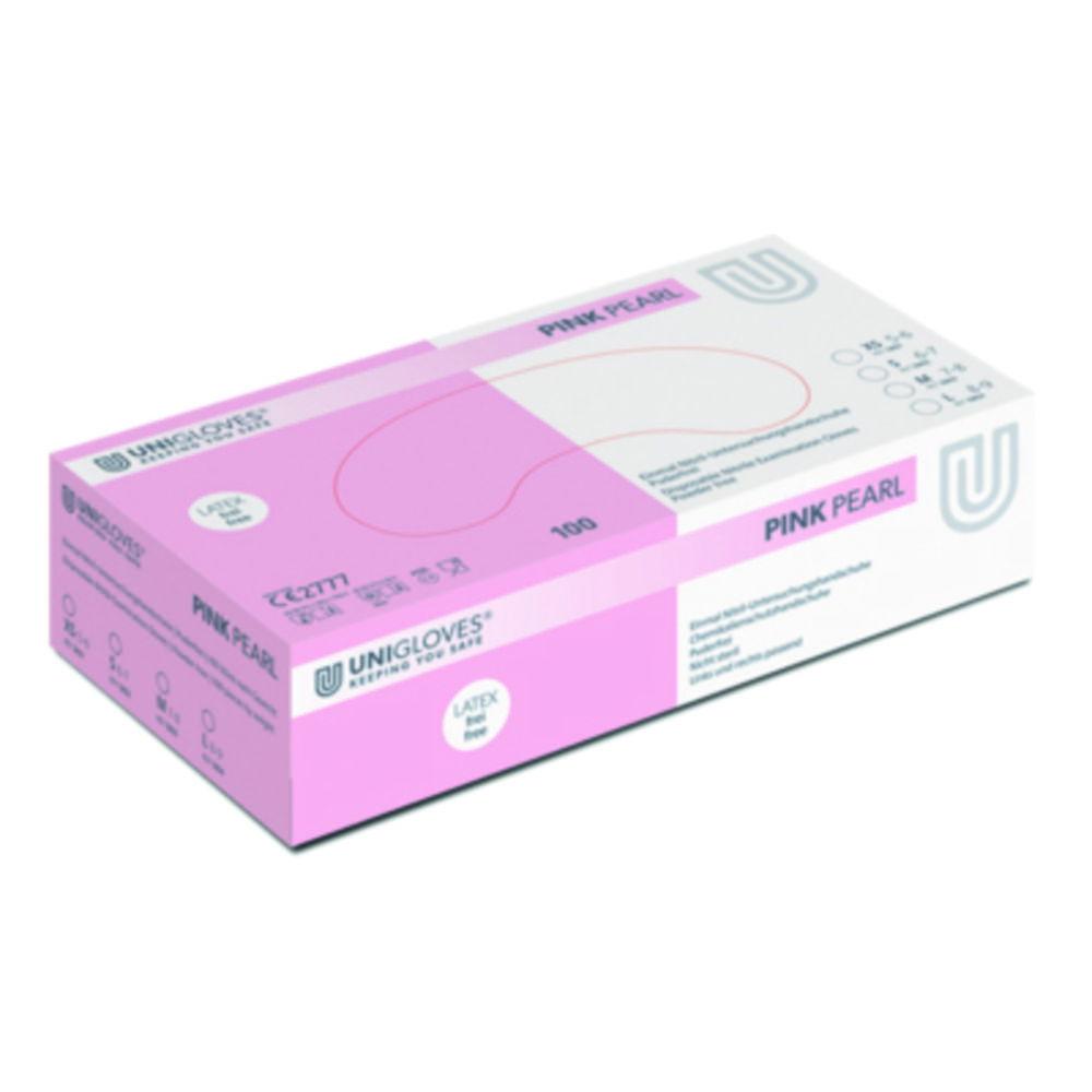Unigloves Nitrile Gloves Pink Pearl Size XS Powder Free, Non Sterile, Rolling Edges, Micro-Roughened Finger Tips, Pack of 100