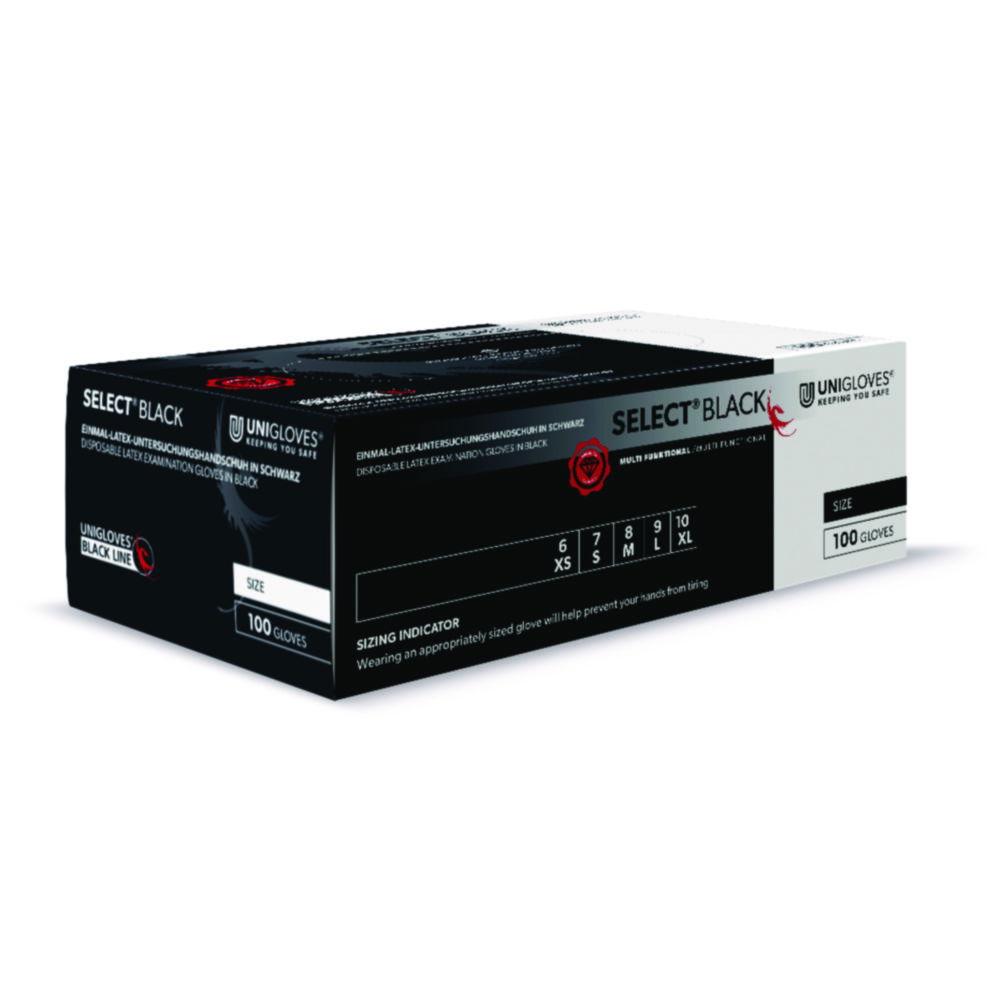 Examining gloves size XS 5-6 UNIGLOVES "SELECT BLACK", Latex non sterile, powder free, pack of 100