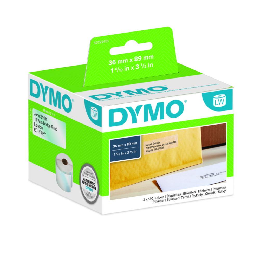 Dymo Original Label for LabelWriter (Clear, Plastic, Permanent, 36mm x 89mm, 1x260 Labels

