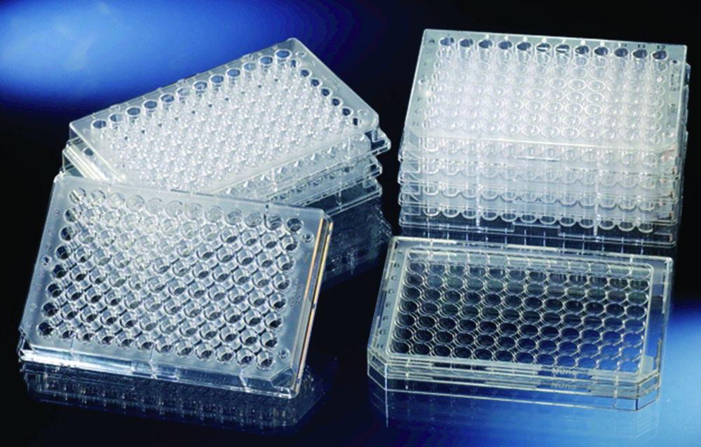 Thermo Nunc F96 MaxiSorp 96-Well Microplates, Transparent Polystyrene, Without Lid, Straight Bar with Barcode, Non-Sterile, Pack of 180