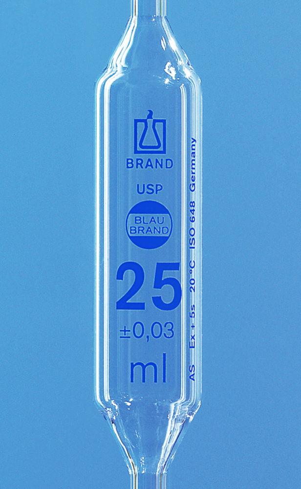 BRAND Bulb Pipette 1 ml, 1 Mark USP, BLAUBRAND, Cl. AS, Conform. Cert., Blue Grad. AR-Glas, including USP Batch Certificate

