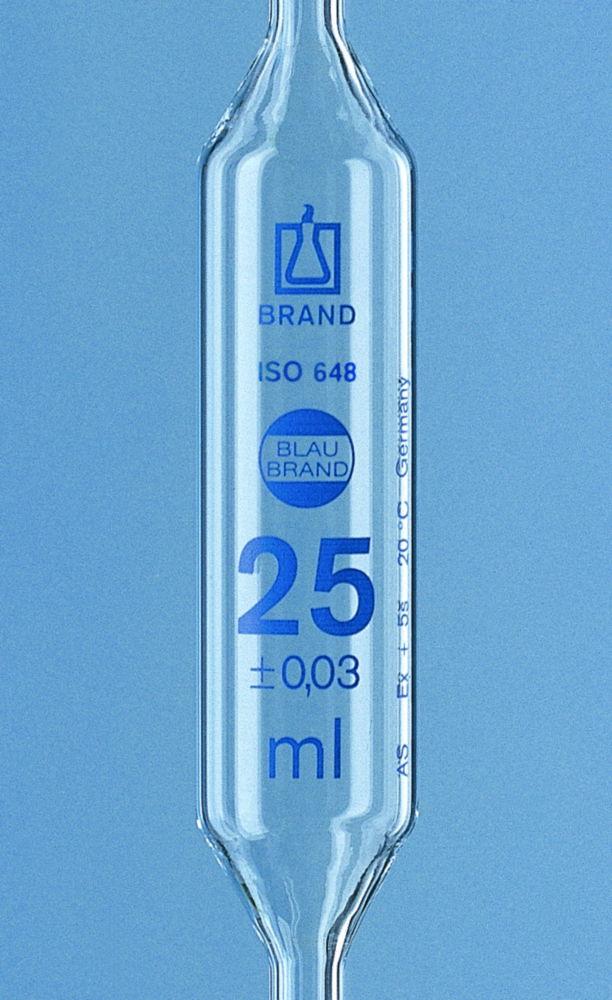 BRAND Volumetric Pipette 15ml with 2 Marks, BLAUBRAND CL-AS AR Glass, KB Blue Grad, Pack of 6