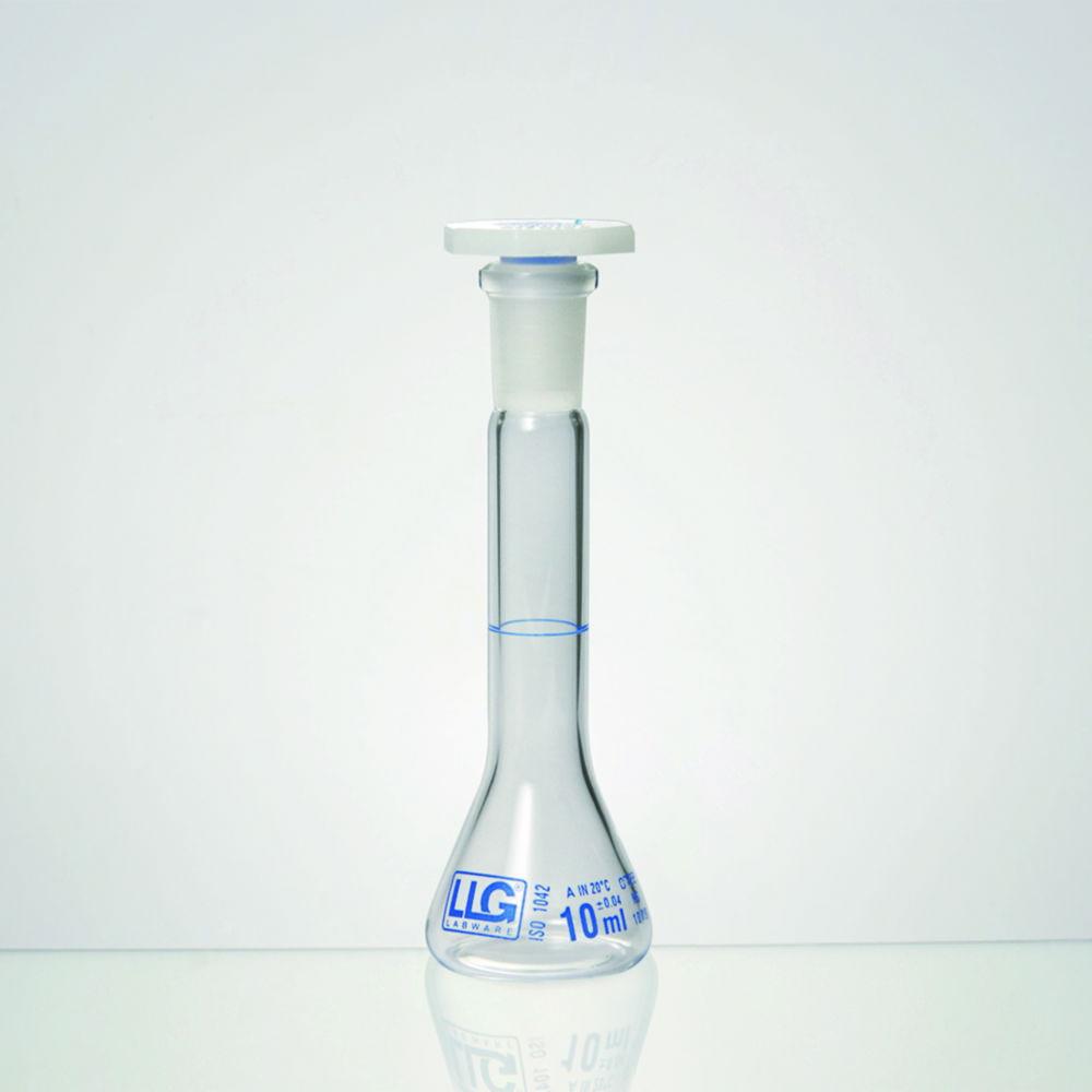 LLG Volumetric Flask 1 ml, Clear, Trapezoidal, Boro 3.3, Class A, NS 07/16, PE-Stopper, Pack of 2

