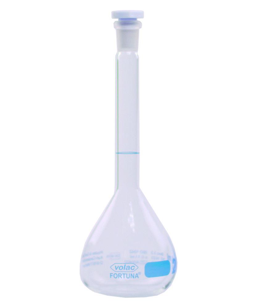 Poulten & Graf Volumetric Flask 5 mL NS 10 Class A Borosilicate Glass with PP Stopper, Blue Graduation