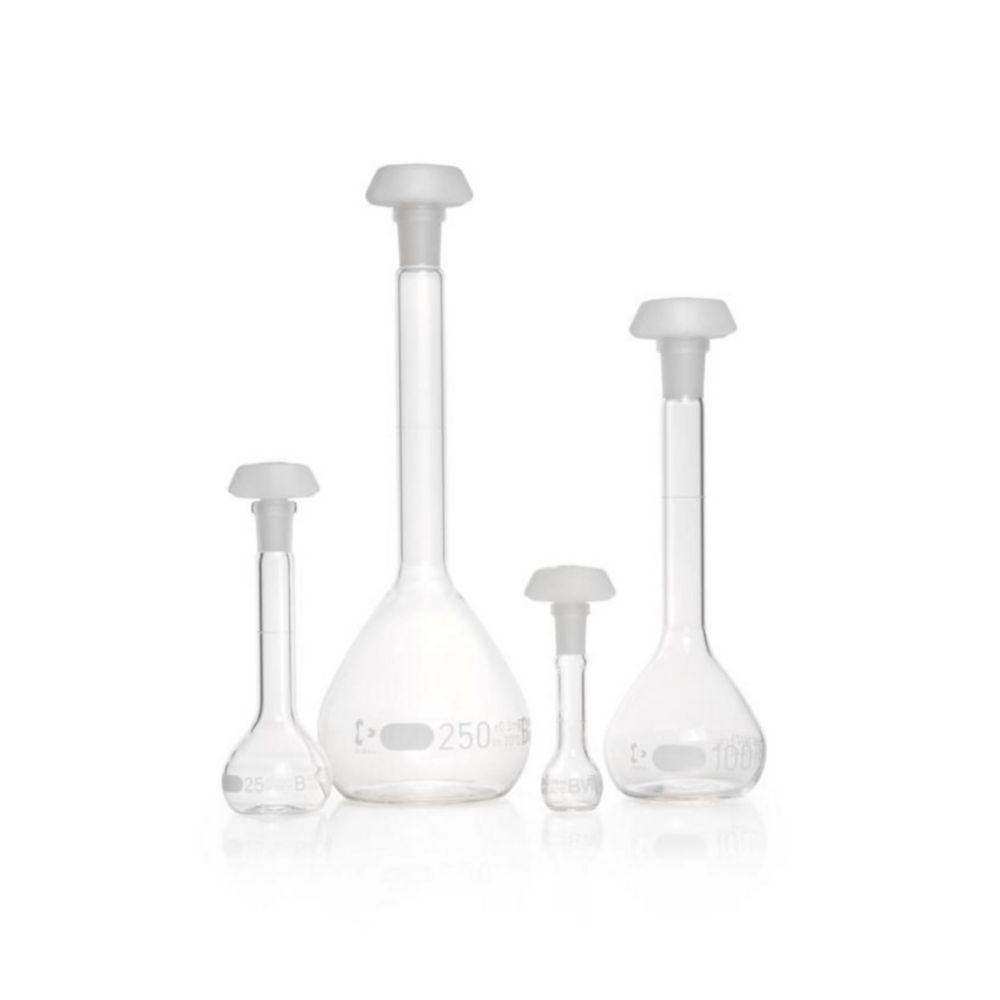 DWK Duran Volumetric Flask 10 ml, Class BW White Graduation, One Graduation Mark, Polyethylene Stopper, NS 10/19