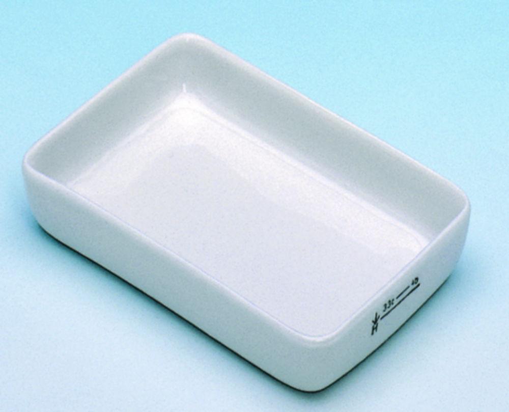 Haldenwanger Incinerating Dish, 55x40x15 mm, Porcelain, Rectangular, Glazed