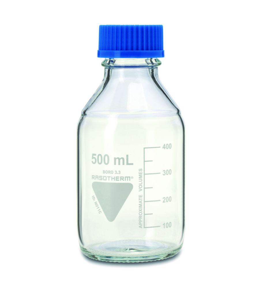 Scherf Präzision Laboratory Bottle 10,000 mL with Blue Ring and Cap, Boro 3.3, GL 45