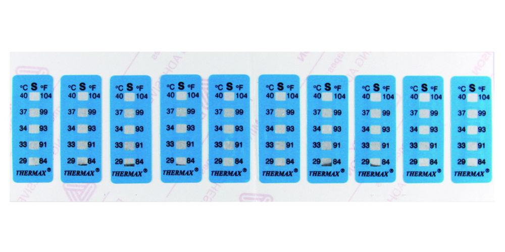 Temperature recording strips, 35 x 15 mm range +29° - +40°C,pack of 10