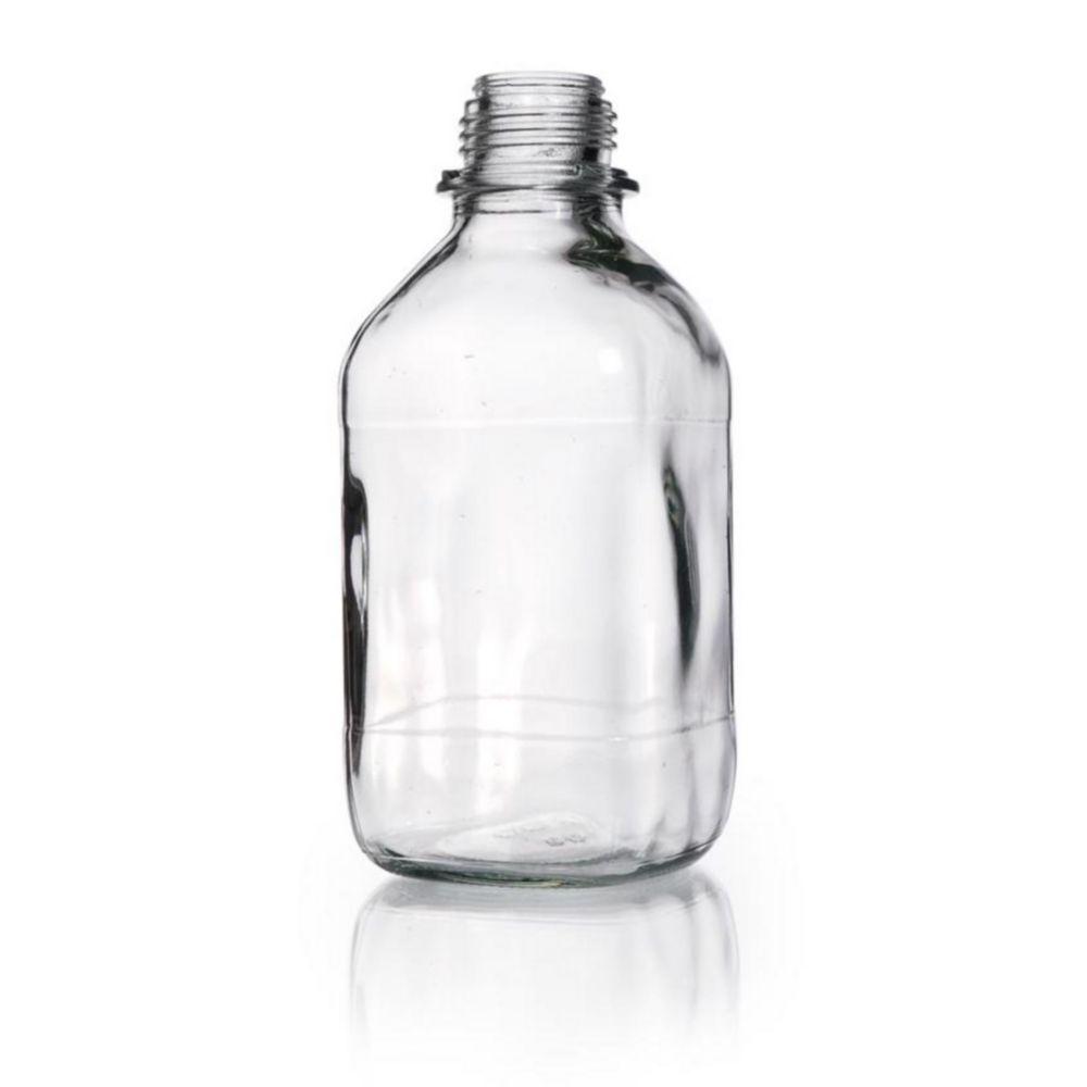DWK Duran Square Screw Cap Bottle, Narrow Neck, Soda Lime Glass, Clear with Dust Proof Cap, 1000 mL