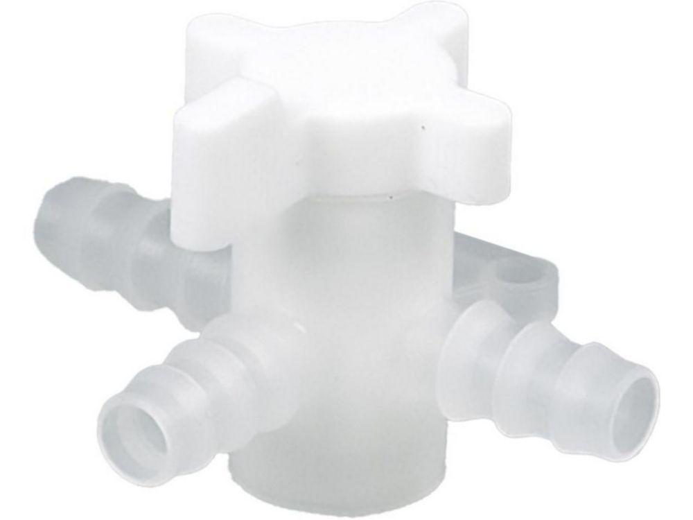 Bürkle 3-Way Stopcock, PVDF, Bore 6 mm for Tubing Bore 7-9 mm