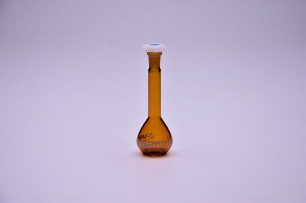 Volumetric flask 25 ml, NS 10/19 coated, amber, class A, blue scale conformity batch certified, pack of 2
