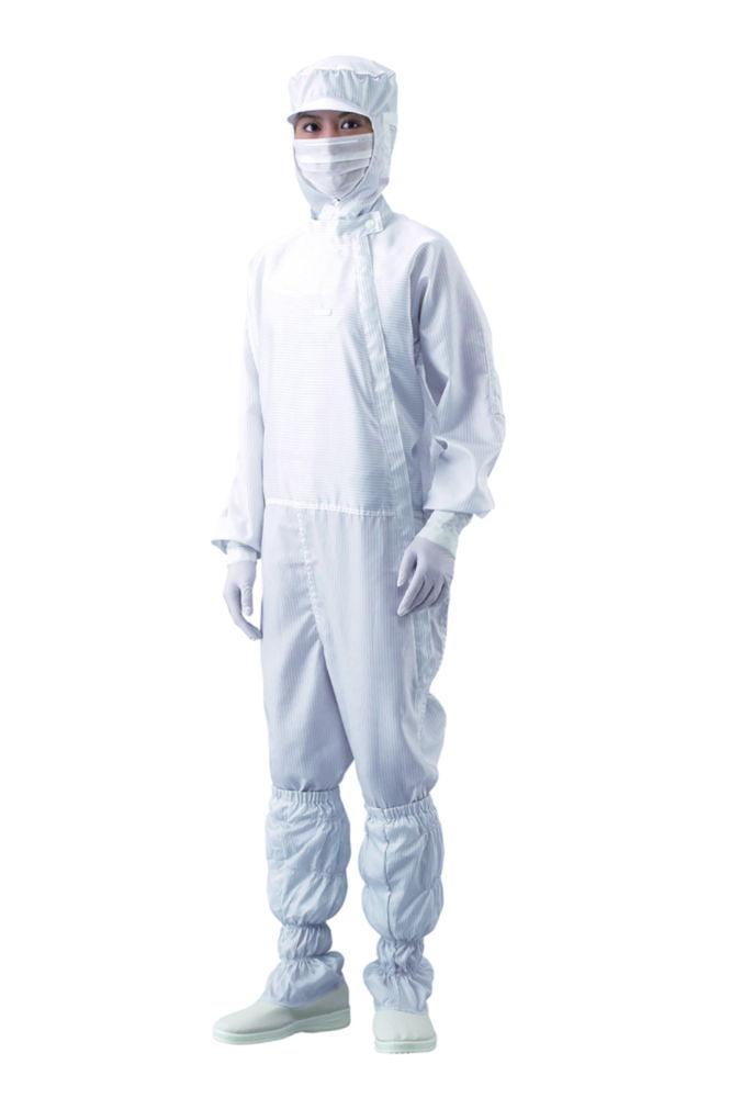 As One ASPURE Overall for Cleanroom, White Polyester, Lateral Zip, Size M