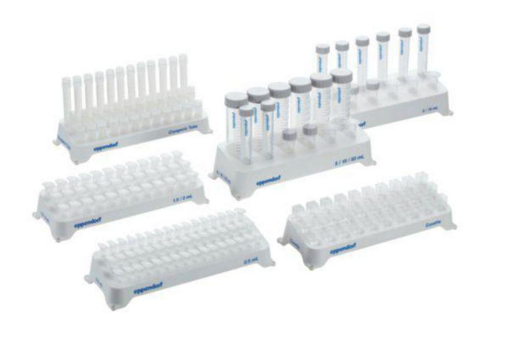 Eppendorf Tube Rack for 5mL and 15mL Vials, 12 Positions, White, Autoclavable, Pack of 2