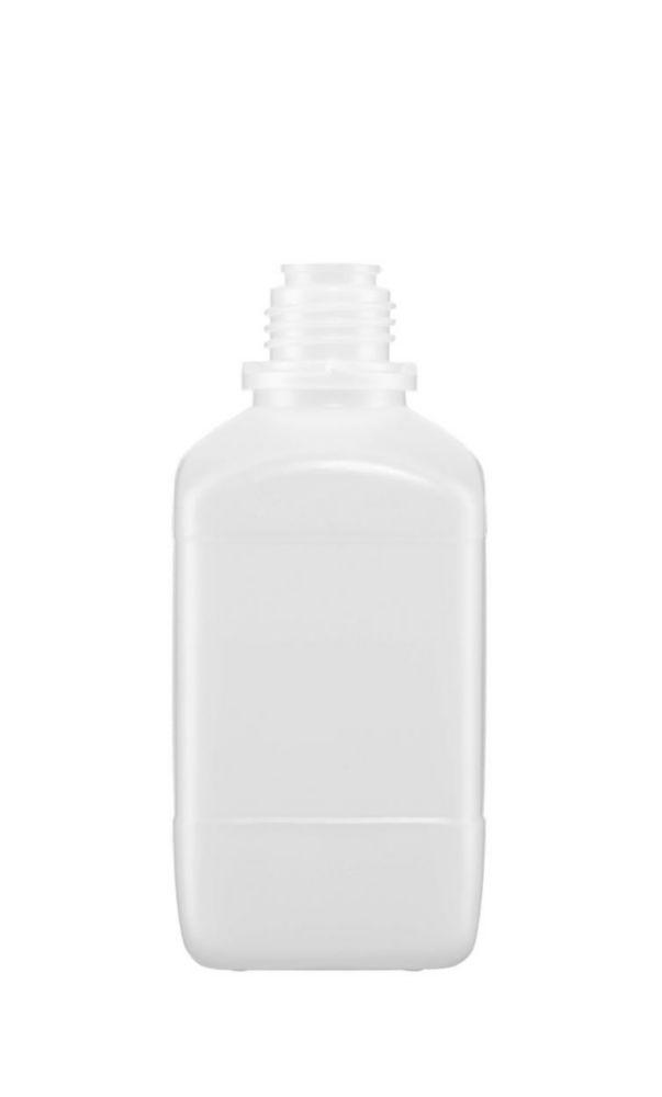 Kautex Square Bottle, 500 mL, PE-HD, Without Screw Cap, 19 mm Ø