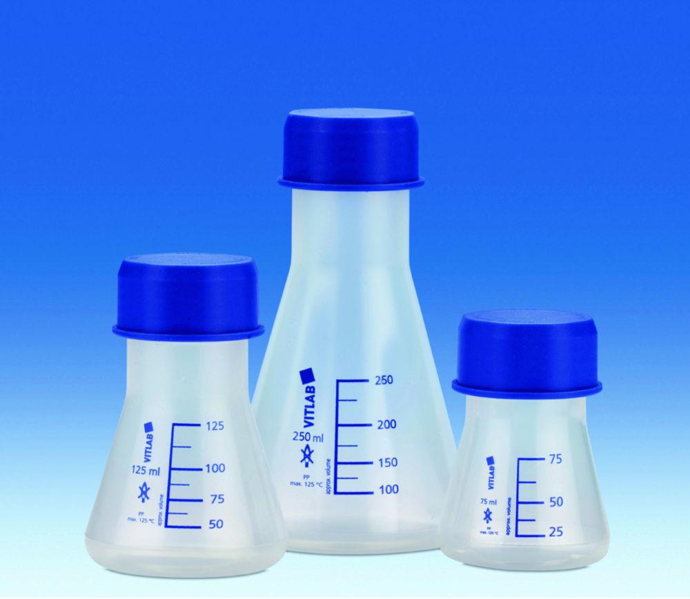 VITLAB Erlenmeyer Flask 1000 mL, PP, GL-45 with Screw Cap (PP)