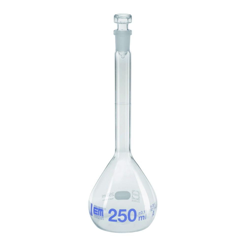 Hirschmann Laborgeräte Volumetric Flask 500ml, Class A, NS 19/26, Blue Enamel Graduation