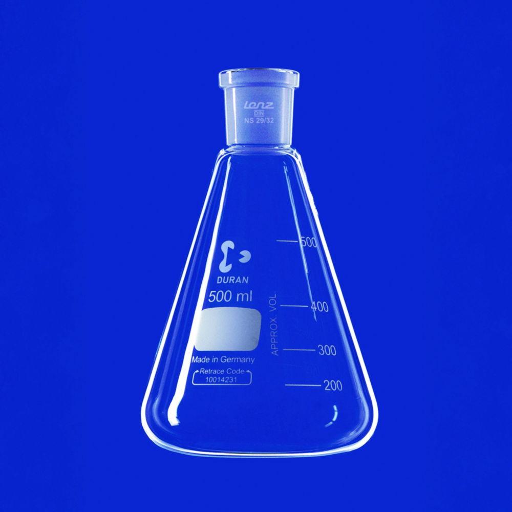 Lenz-Laborglas Erlenmeyer Flasks with Conical Joint Cap 200 mL Socket NS 29/32