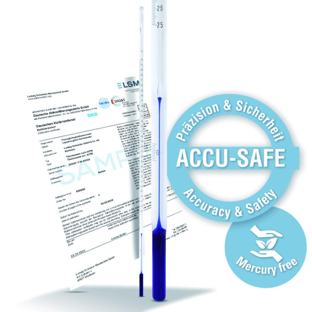 Ludwig Schneider ASTM-like Thermometer S97C -18...+49°C Stem Type, Total Length 320 mm, Blue Filling