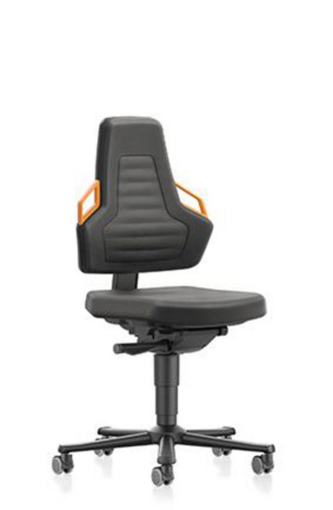 Working chair Nexxit 2 with castors Supertec black / handles orange, seat height 450-600mm