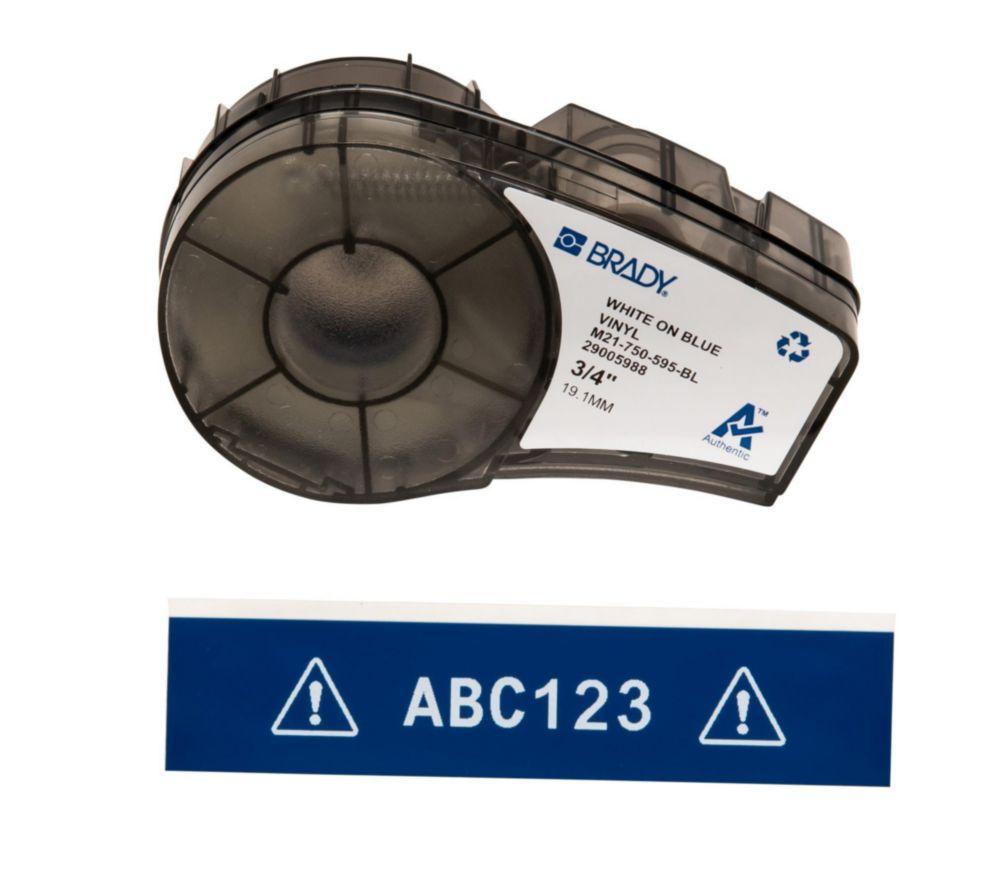 Brady Labels M21-750-595-BL 19.05 x 6.4 m, White on Blue, Self-Adhesive, Box of 6.4 m