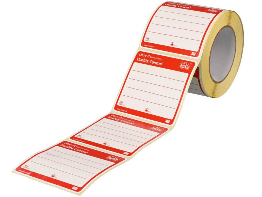 Bürkle Close-it Food & Pharma Control Seals, 95 mm x 95 mm, Red, Printed (Roll of 500)​