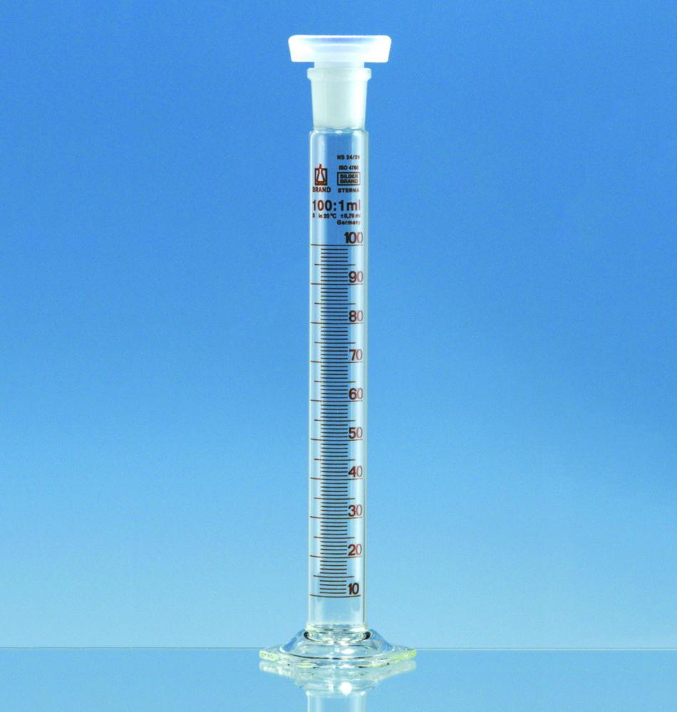 BRAND Measuring Cylinders 100 mL Stoppered Glass, Borosilicate 3.3, Pack of 2