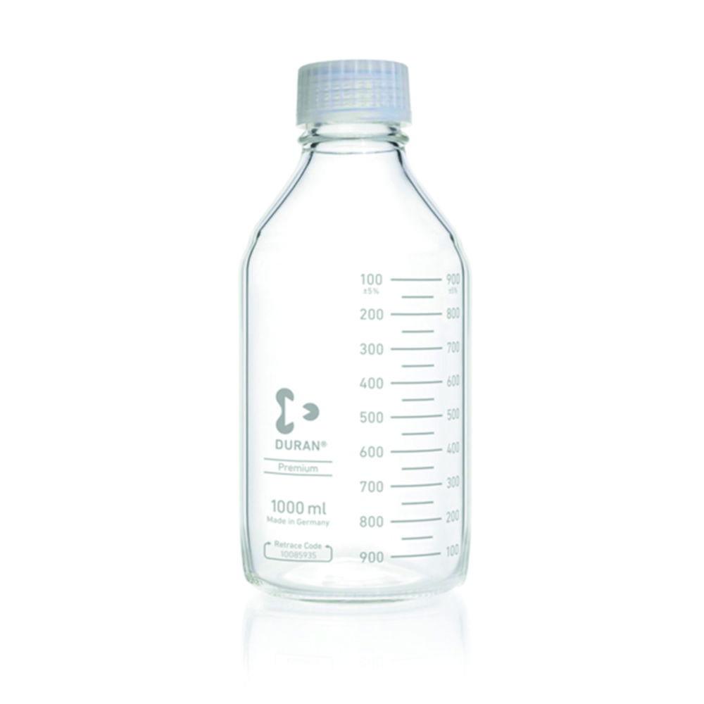 DWK Duran 500 mL Premium Glass Laboratory Bottle with GL 45 Screw Cap and Pouring Ring