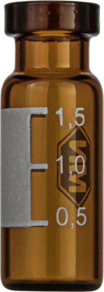 Macherey-Nagel 1.5 mL Crimp Neck Vial N 11, Amber, Flat Bottom, Wide Opening, Label + Scale (Pack of 100 pcs)

