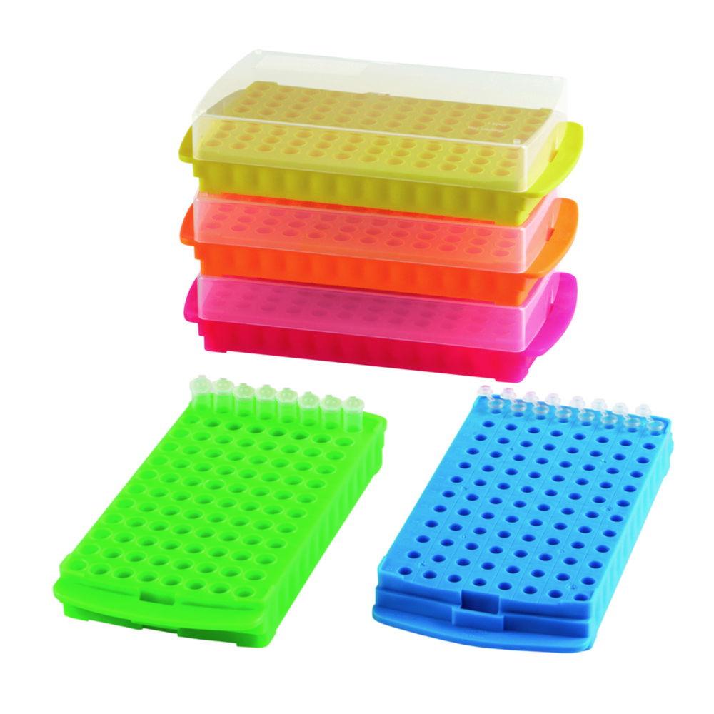 Heathrow Scientific 96-Well Reversible Rack, PP Natural, 96 Wells for 0.5 ml on One Side and 96 Wells for 1.5 to 2.0 ml on the Other Side