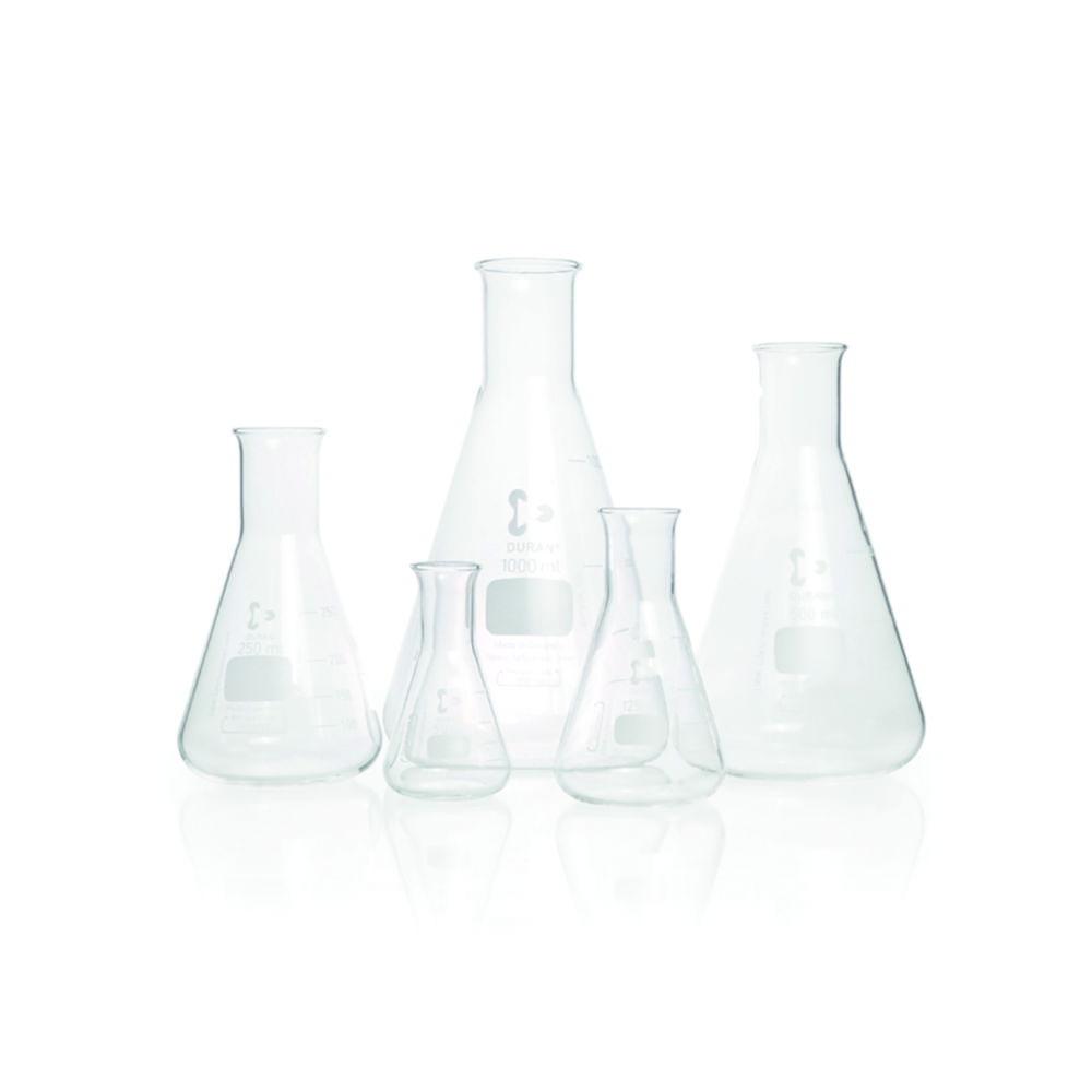 DWK Duran Erlenmeyer Flasks, Narrow Neck, Cap, 100 mL, Pack of 10